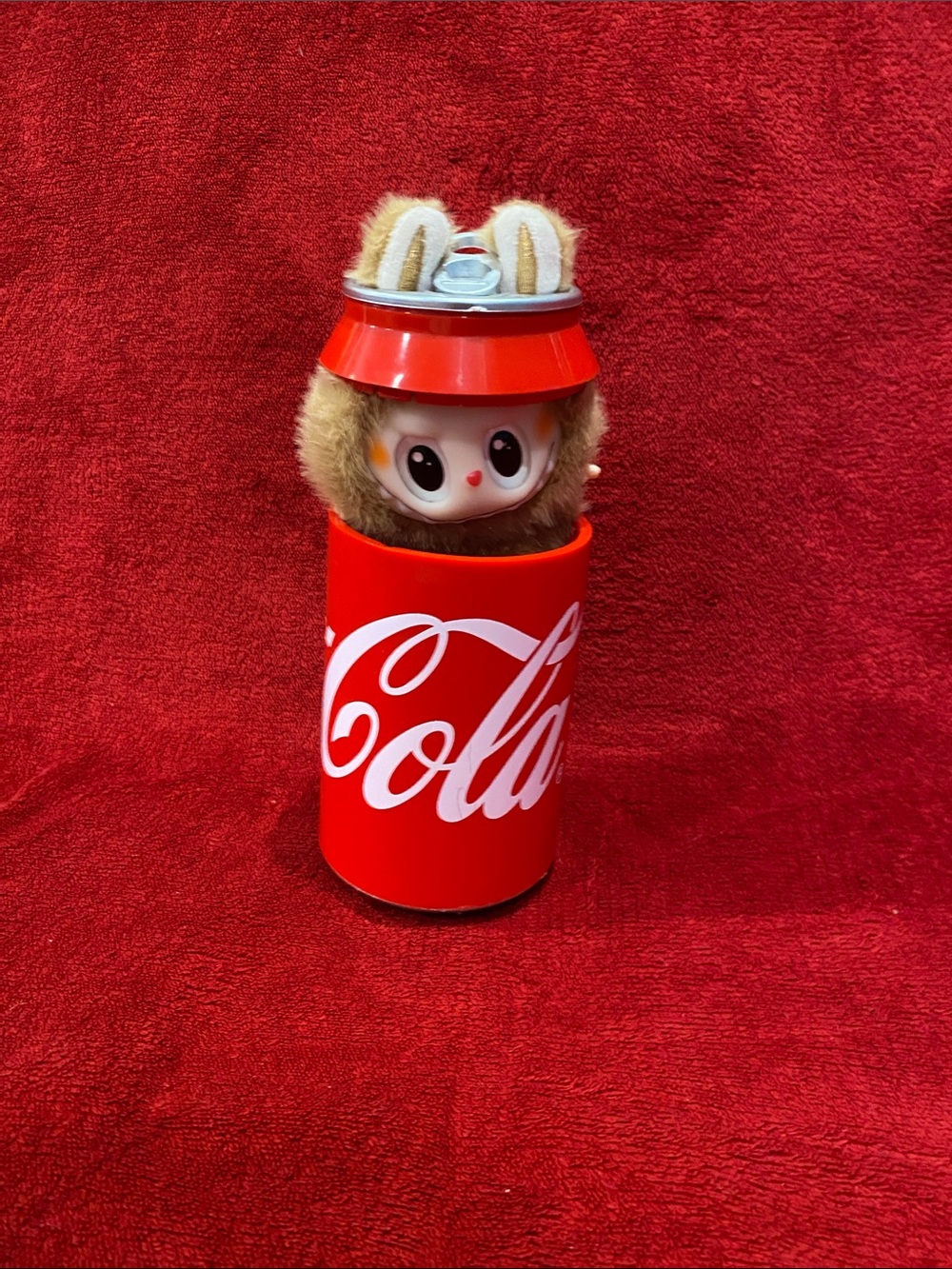 Red Plush Can Small Pet Toy with Bunny Topper